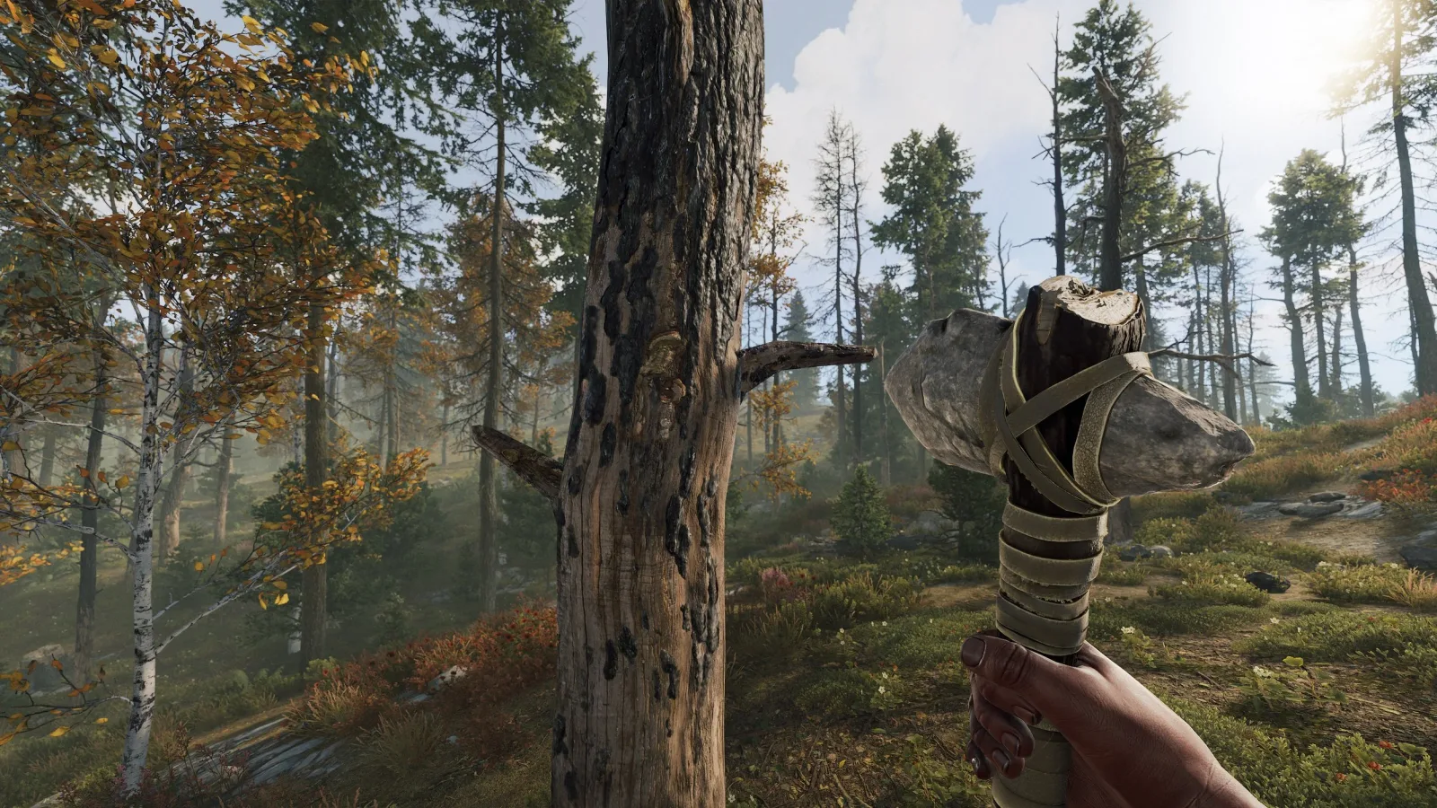 A Rust survivor carrying a stone axe.